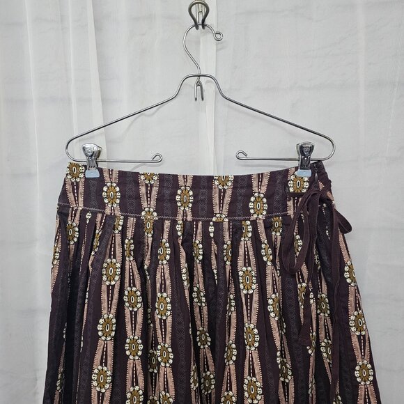 Cue Skirt Boho Twee Fairy Hippie Peasant Festival Brown Pink Retro 10 - Picture 2 of 11